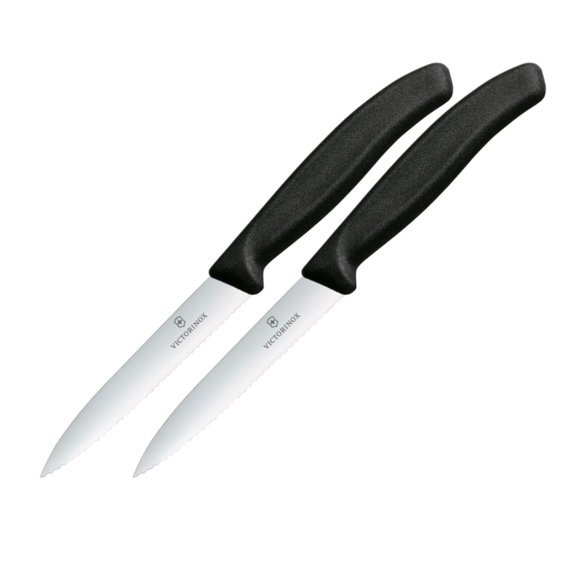 Victorinox Swiss Classic Serrated Vegetable Knife 10cm Black Set of 2